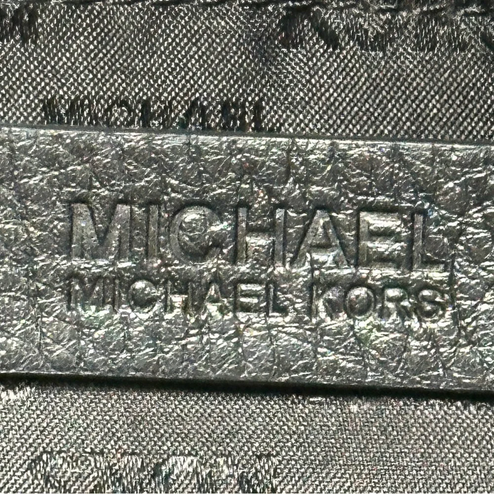 Michael Kors CrossBody Gold Chain Purse In Pebbled Black Leather.